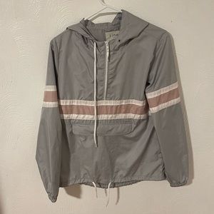 Gray and pink half zip windbreaker